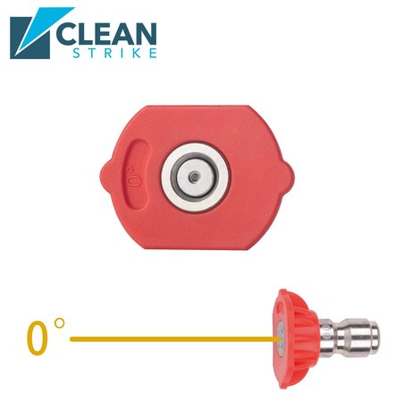 Clean Strike Pressure Washer Spray Nozzle Tips, 0-Degrees Red, 1/4 Inch 5PK (3.5 Orifice) CS-1023